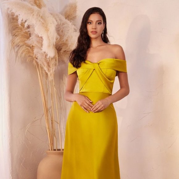 NEW OFF THE SHOULDER SLEEVELESS SHEATH SOLID SATIN DRESS WITH ZIP BACK CD325